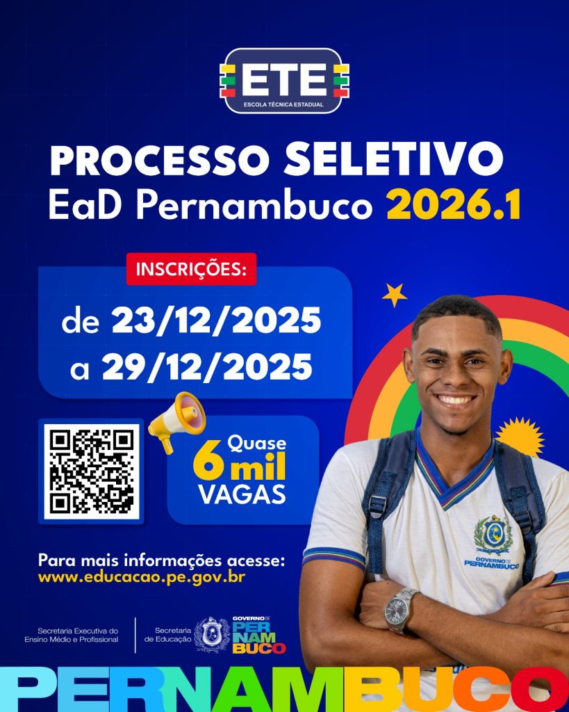 Educação de Pernambuco abre inscrições para processo de ingresso nos cursos EAD da Etepac