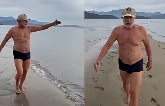 Lula grava vídeo na praia: “Onda da direita com onda da esquerda constrói o mar”