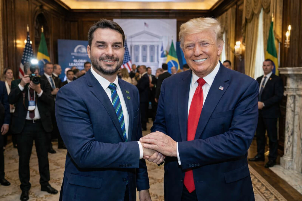 Trump quer acabar com o PIX do Brasil em favor dos cartões de crédito Norte-americanos. Flávio Bolsonaro diz que vai ajudá-lo nisto.